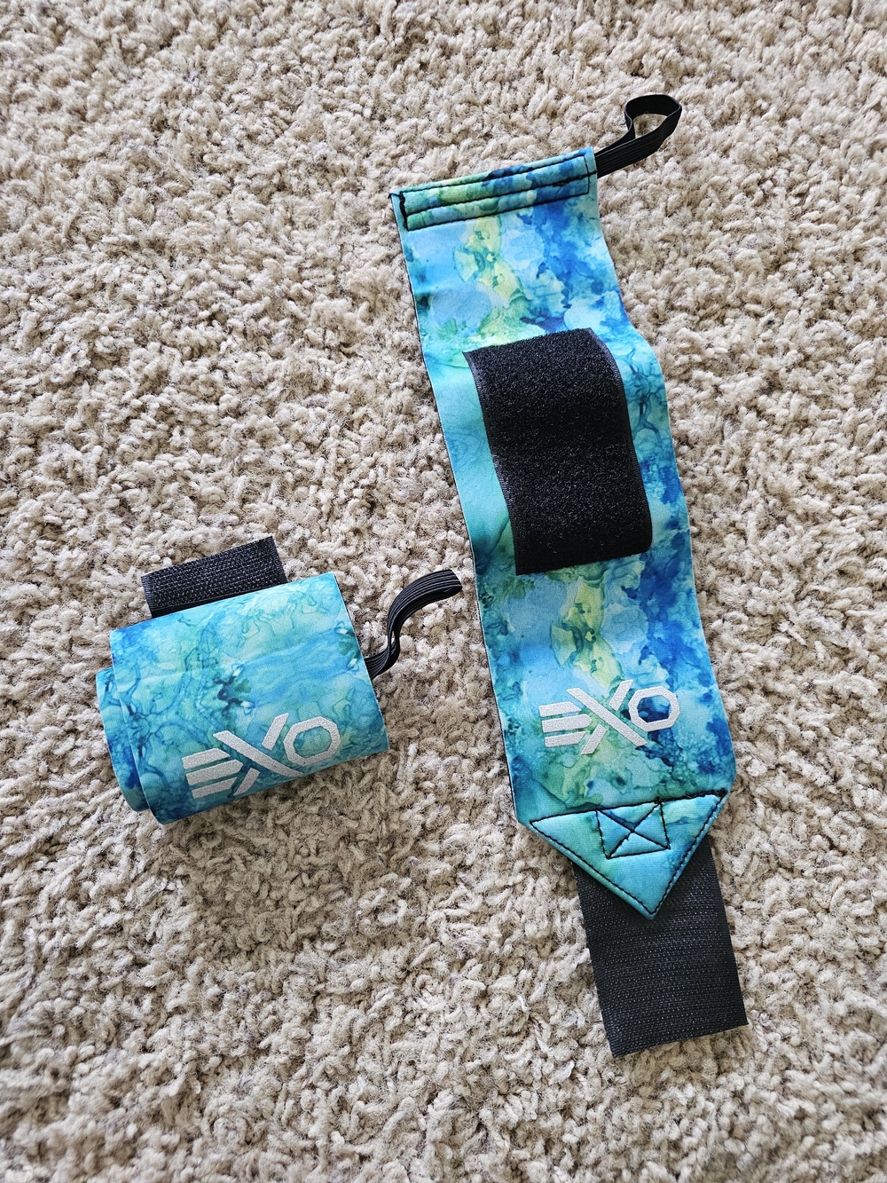 EXO Blue Green Marble Wrist Wraps